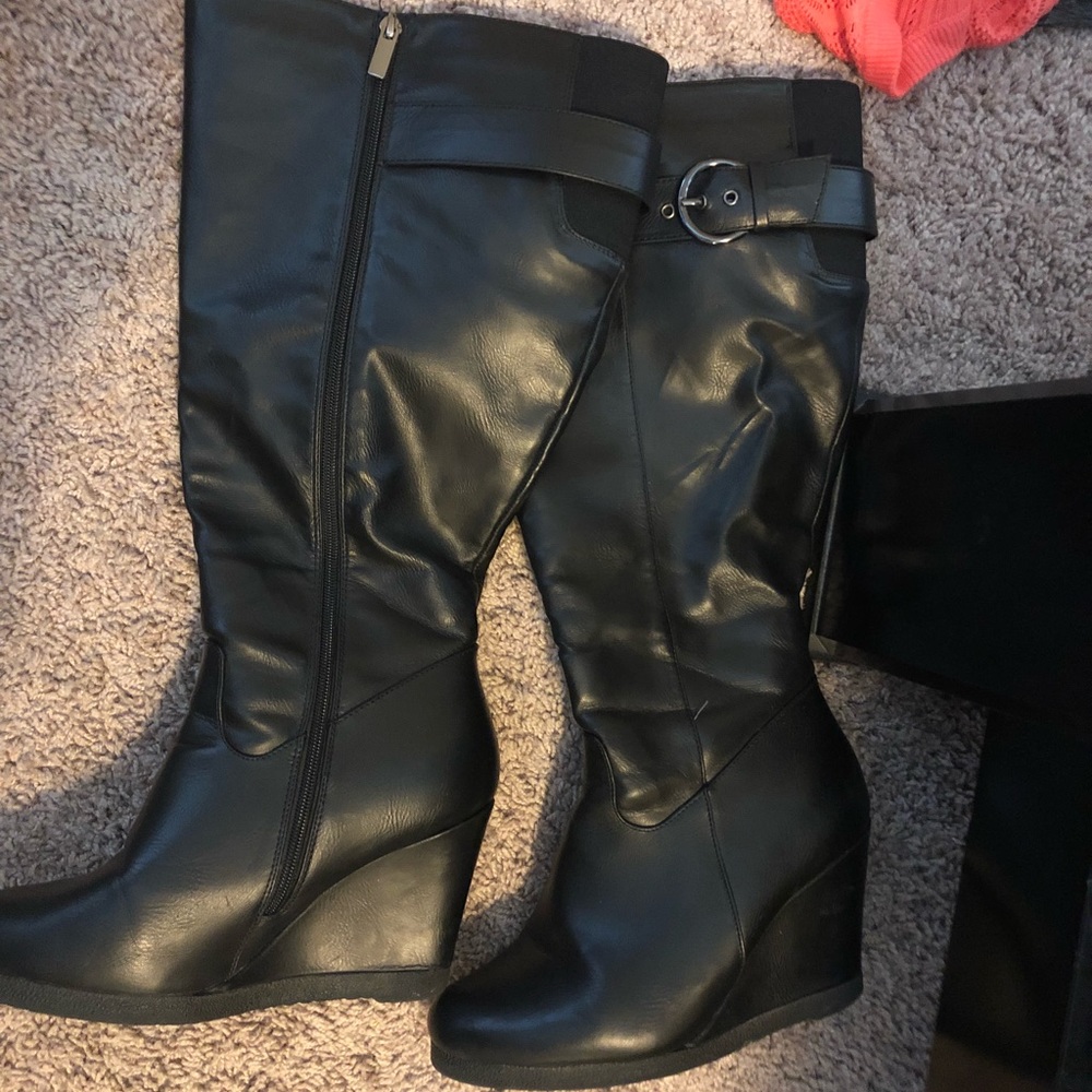 Wedge Knee Boots